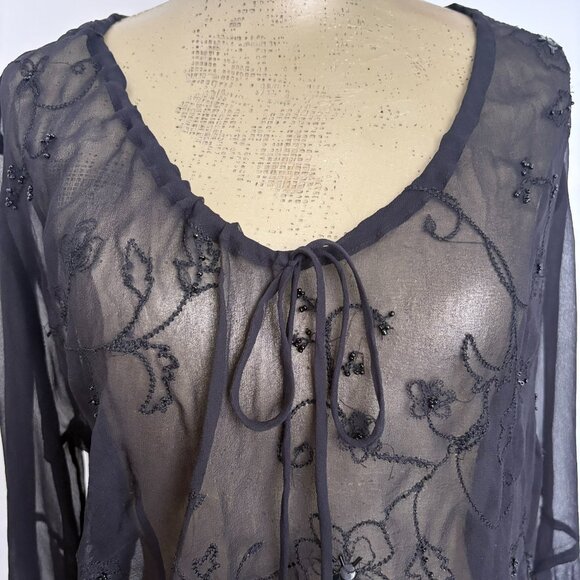 Sunny Leigh Black Silk Blouse M - Picture 5 of 5